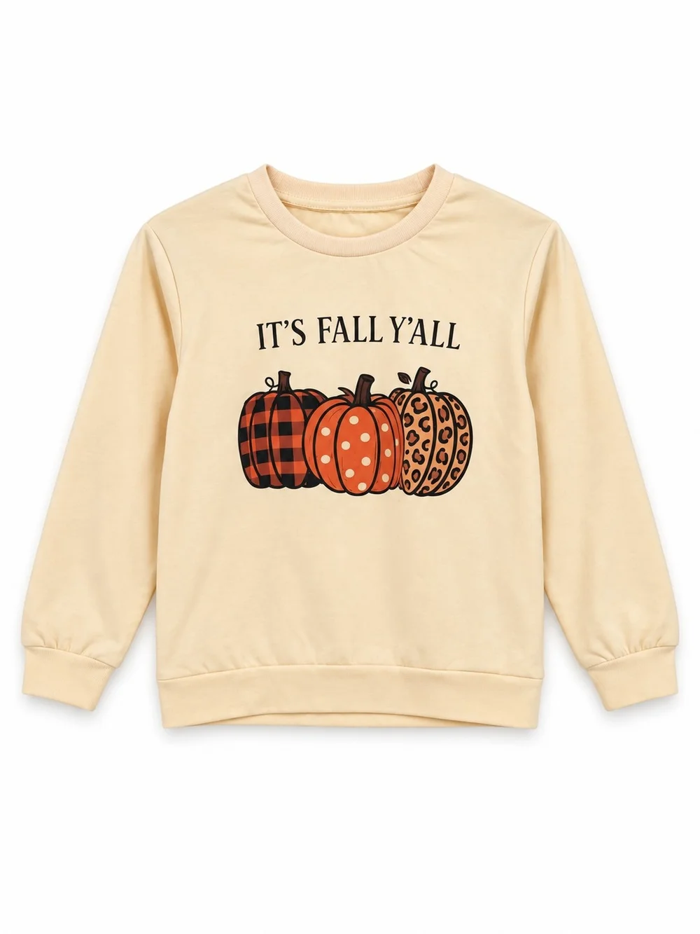 Kids Cream 'It's Fall Y'all' Pumpkin Graphic Sweatshirt